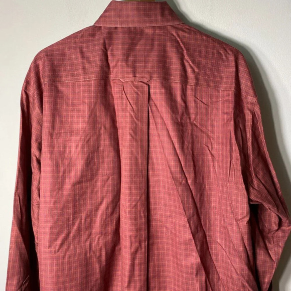 Orvis Men's Large Comfort Stretch Twill Long Sleeve Button Down Plaid Shirt Red - Picture 12 of 16